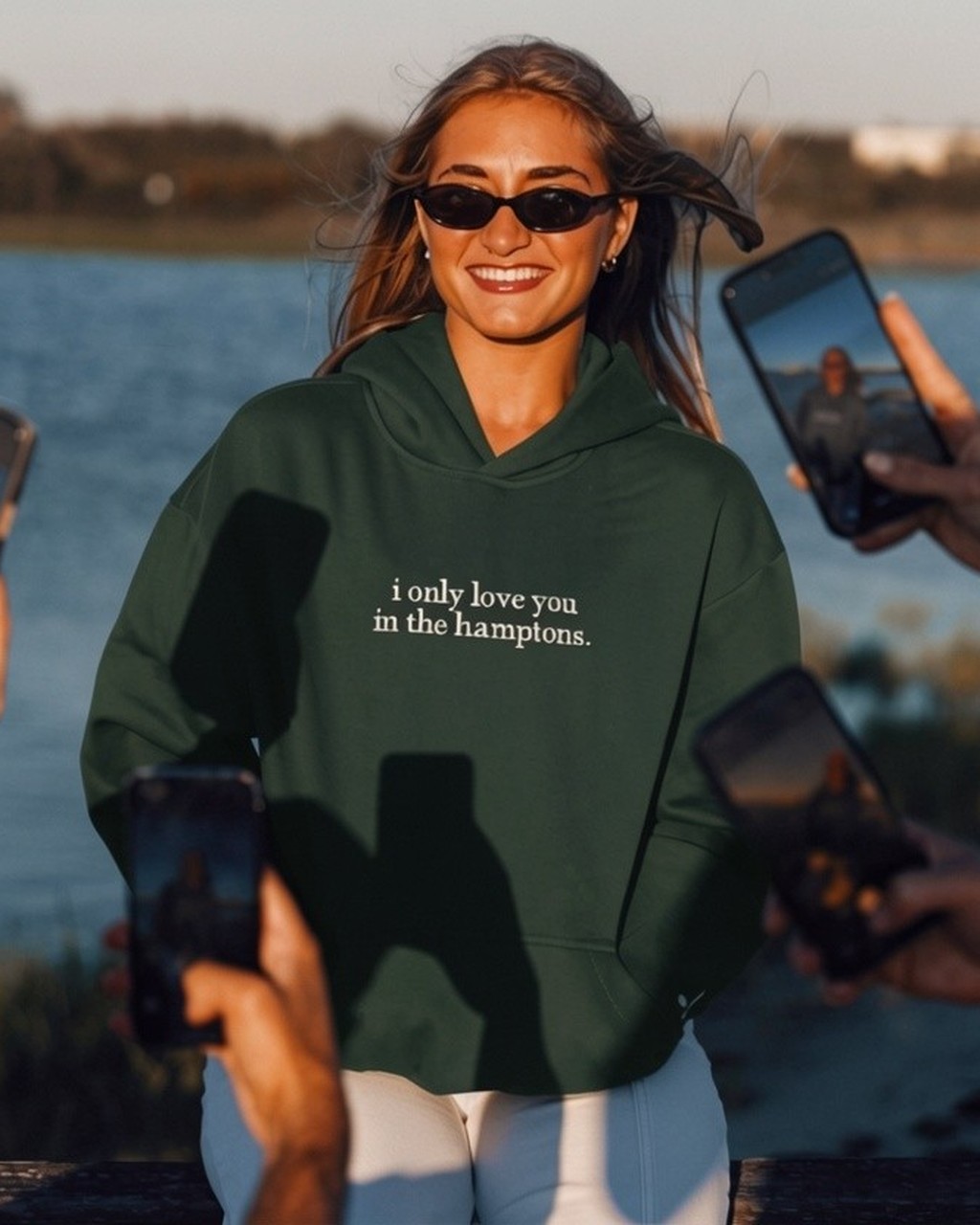 i only love you in the hamptons fleece hoodie